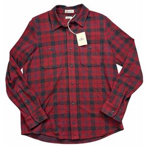 Faherty Women’s Medium Cherry Creek Red Paid Button Up Legend Sweater Shirt NEW